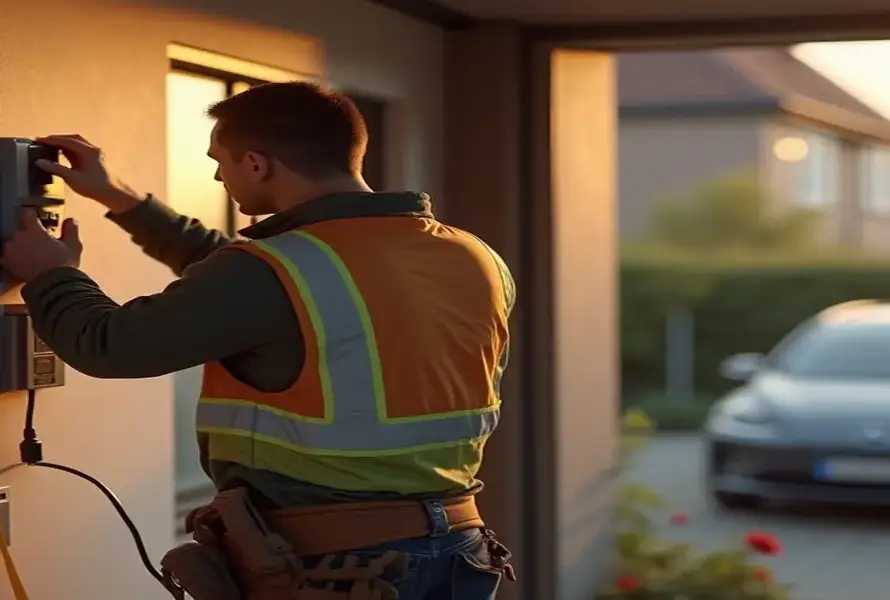 Borne de recharge entreprise à Dottignies – Audit, câblage & mise en service (RESCERT)